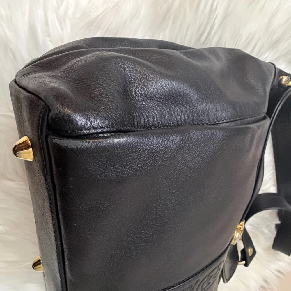 Vintage Elegant Black Leather Shoulder Bag